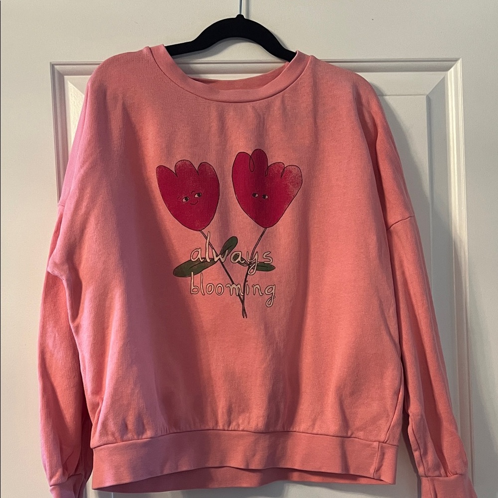 Pink Kids Sweatshirt with Floral Design